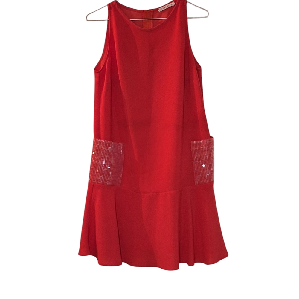 VIPART Orange red drop waist Mini Dress